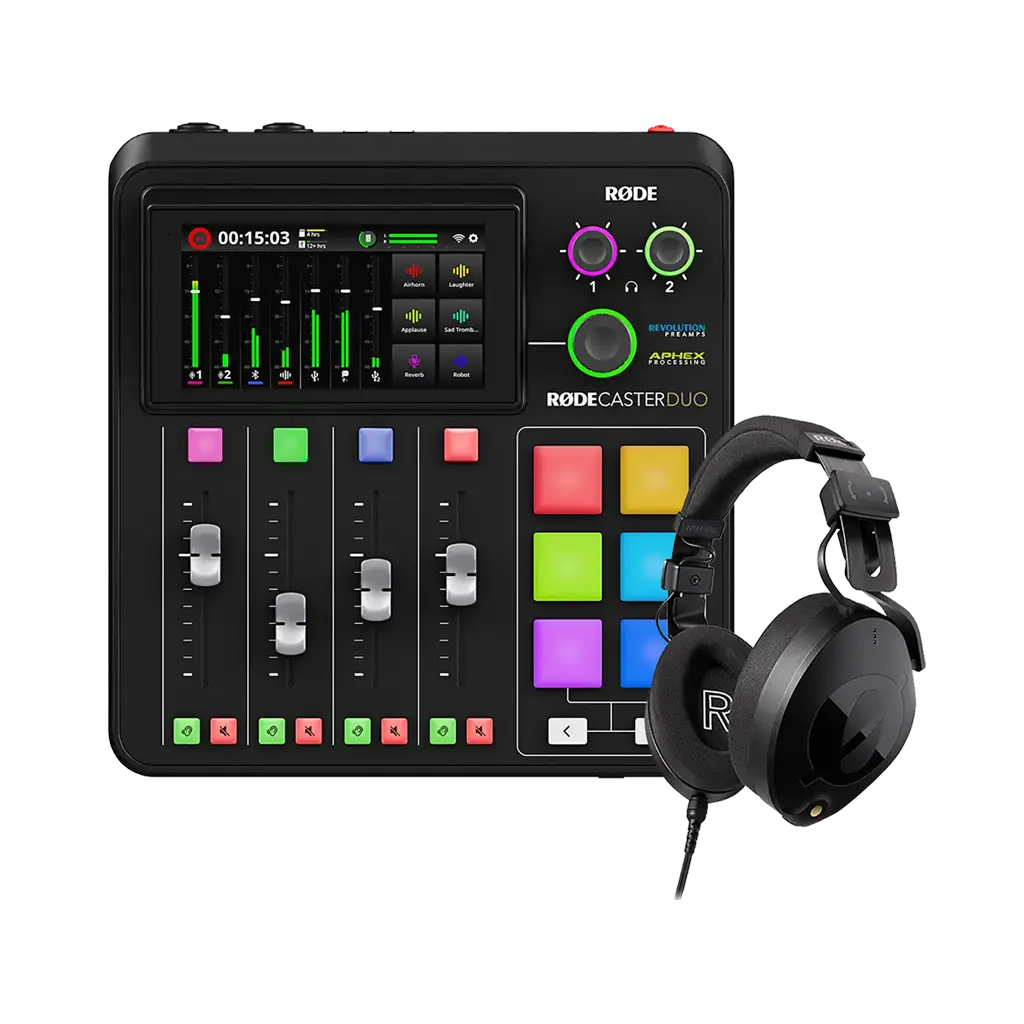 RODE RODECaster Duo Integrated Audio Production Studio with Free NTH-100 Professional Over-Ear Headphones (Valued at R4 095)