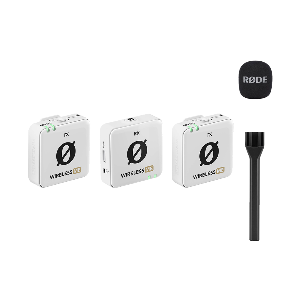 Rode Wireless ME Dual Compact Digital Wireless Microphone System (2.4 GHz, White) with Free Rode Interview GO (Valued at R650)