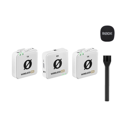 Rode Wireless ME Dual Compact Digital Wireless Microphone System (2.4 GHz, White) with Free Rode Interview GO (Valued at R650)