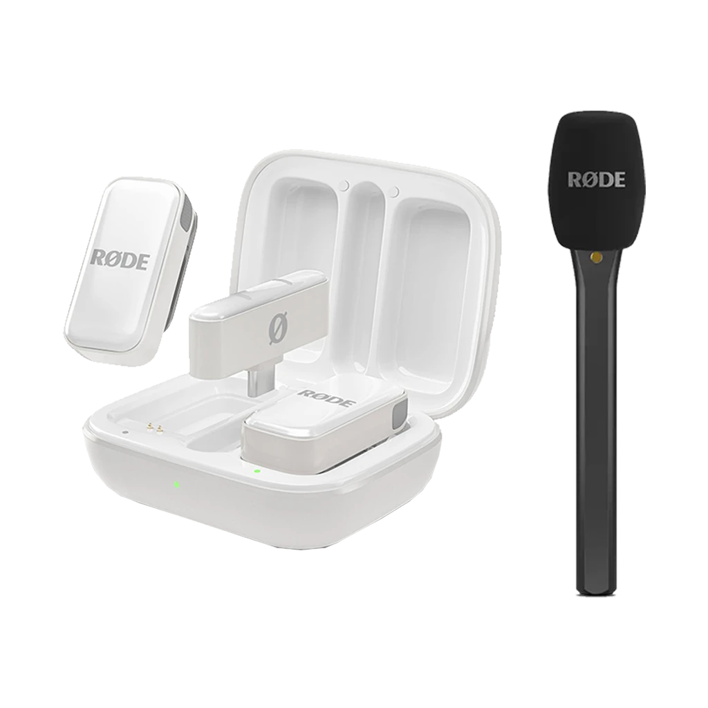 Rode Wireless Micro 2-Person Ultracompact Wireless Microphone System with USB-C Connector (2.4 GHz, White) with Free Rode Interview Micro (Valued at R600)