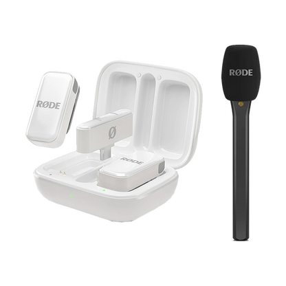 Rode Wireless Micro 2-Person Ultracompact Wireless Microphone System with USB-C Connector (2.4 GHz, White) with Free Rode Interview Micro (Valued at R600)