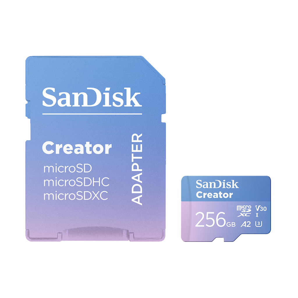 SanDisk 256GB Creator Series UHS-I microSDXC Memory Card with SD Adapter