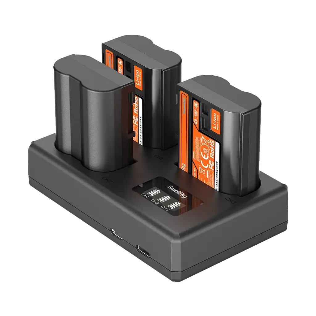 SmallRig EN-EL15c Kit with 3 Batteries and Portable 3-Bay Charger