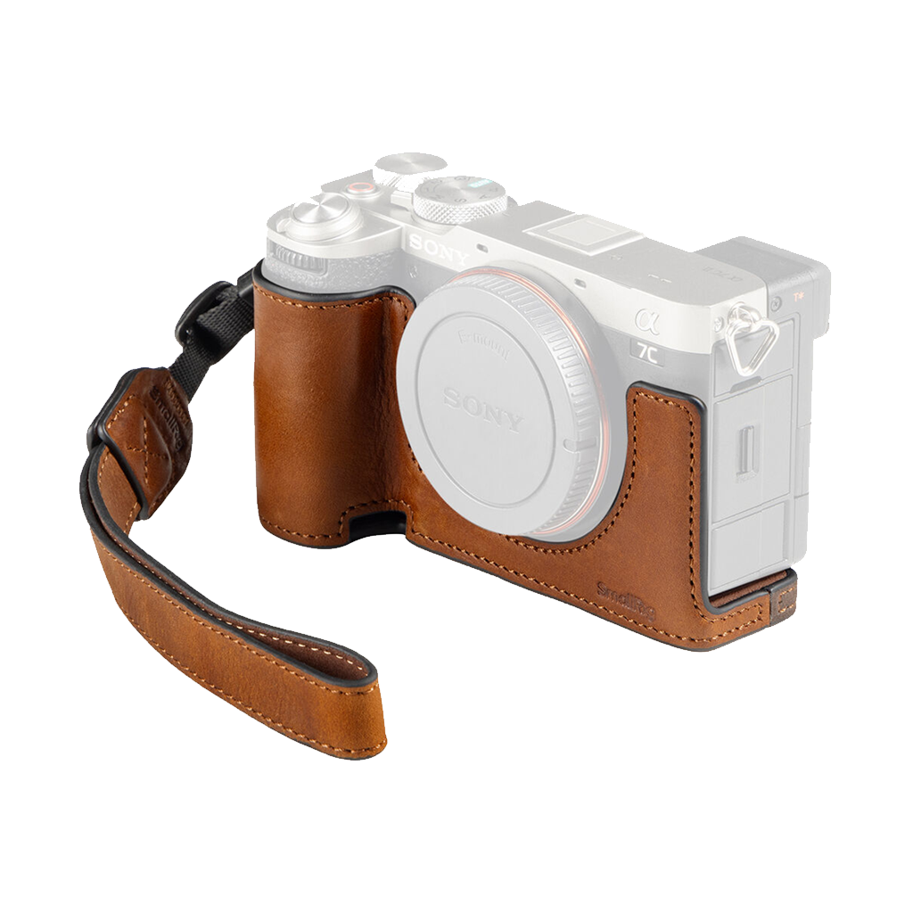 SmallRig Leather Half Case with Strap for Sony a7C II / a7CR (Brown)