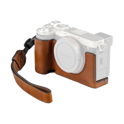 SmallRig Leather Half Case with Strap for Sony a7C II / a7CR (Brown)