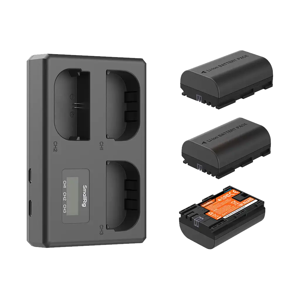 SmallRig LP-E6NH Kit with 3 Batteries and Portable 3-Bay Charger