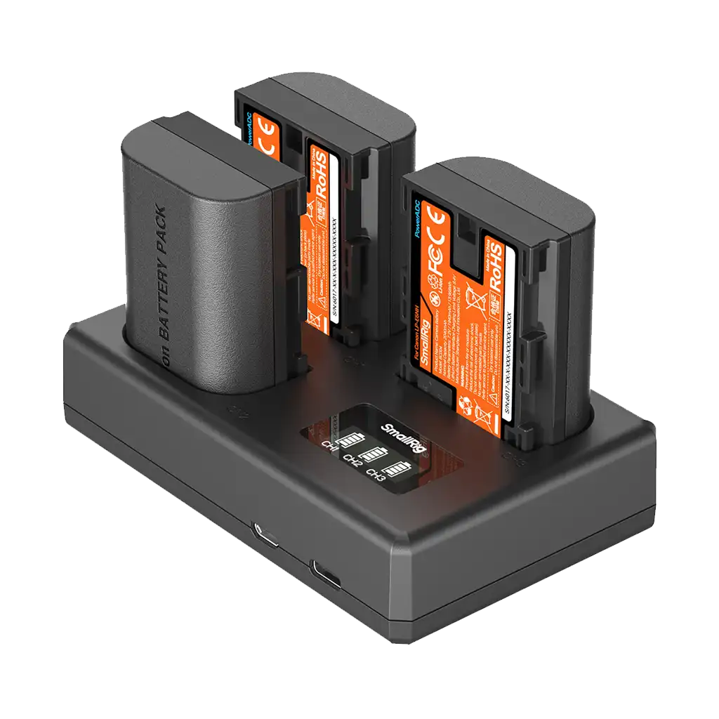 SmallRig LP-E6NH Kit with 3 Batteries and Portable 3-Bay Charger