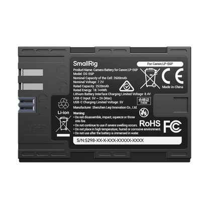SmallRig LP-E6P USB-C Battery with Power Display (2600mAh)