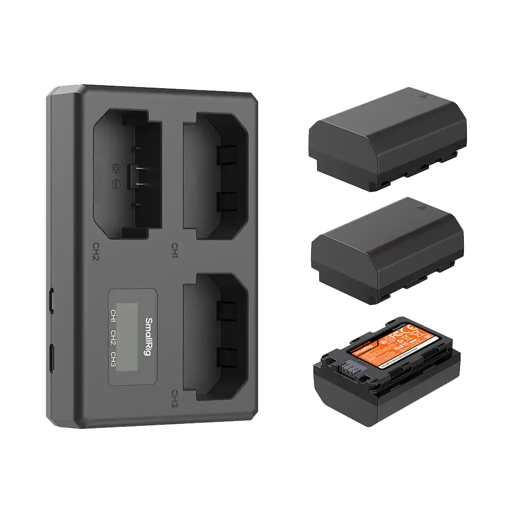 SmallRig NP-FZ100 Kit with 3 Batteries and Portable 3-Bay Charger