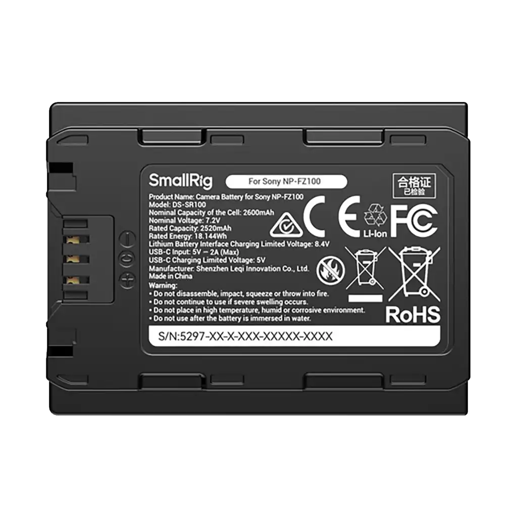 SmallRig NP-FZ100 USB-C Battery with Power Display (2600mAh)
