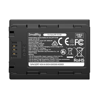 SmallRig NP-FZ100 USB-C Battery with Power Display (2600mAh)