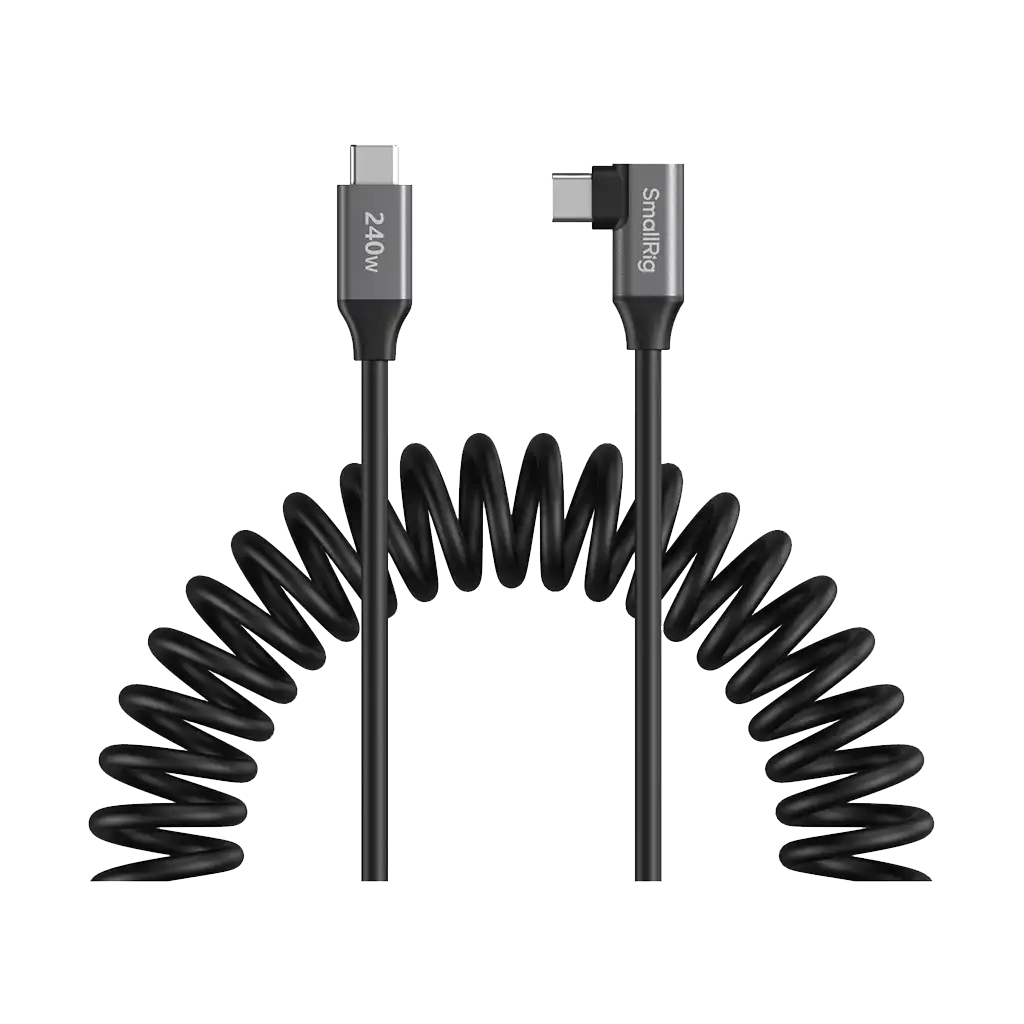 SmallRig USB-C Coiled Data Cable (Straight to Angled, 35cm)