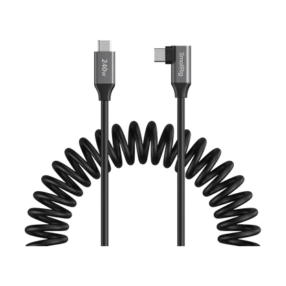 SmallRig USB-C Coiled Data Cable (Straight to Angled, 35cm)