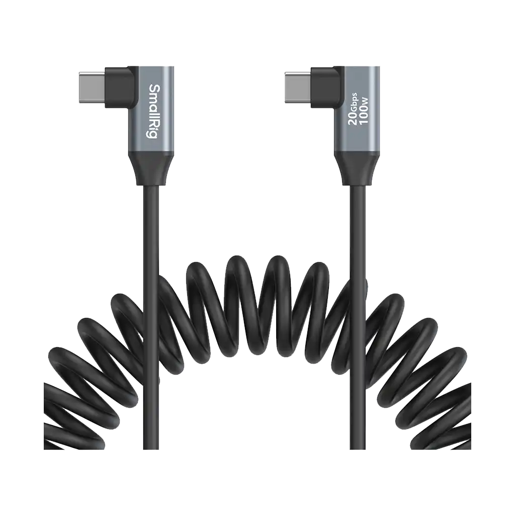 SmallRig USB-C Right Angled-to-Right Angled Coiled Data Cable (35cm)