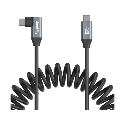 SmallRig USB-C Straight-to-Right Angled Coiled Data Cable (35cm)