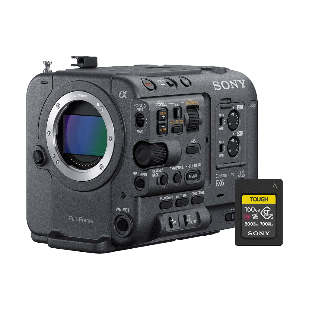 Sony Cine Line FX6 Full-Frame Cinema Camera (Body Only) with FREE Sony 160GB CFexpress Type A TOUGH Memory Card (Valued at R12,100.00)