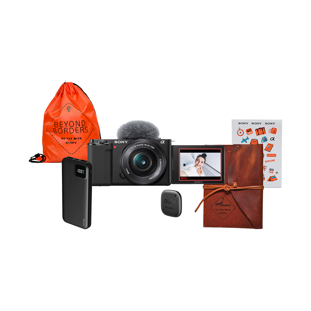 Sony ZV-E10 Mirrorless Camera with 16-50mm Lens (Black) with FREE Beyond Borders Travel Kit