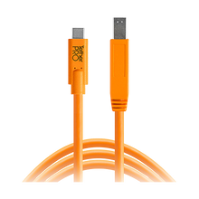 Tether Tools TetherPro USB Type-C Male to USB 3.0 Type-B Male Cable (15' - 4.5m, Orange)