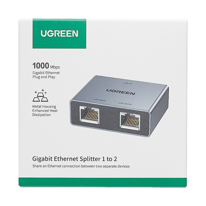 UGREEN 1-to-2 Gigabit Ethernet Splitter, 1000Mbps LAN Network Adapter