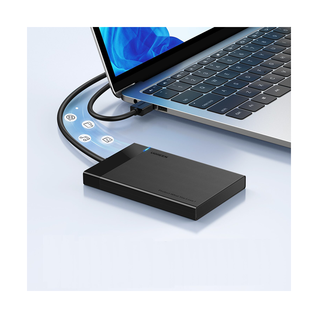 UGREEN USB 3.0 to 2.5” SATA Hard Drive Enclosure (Non-Detachable Cable)