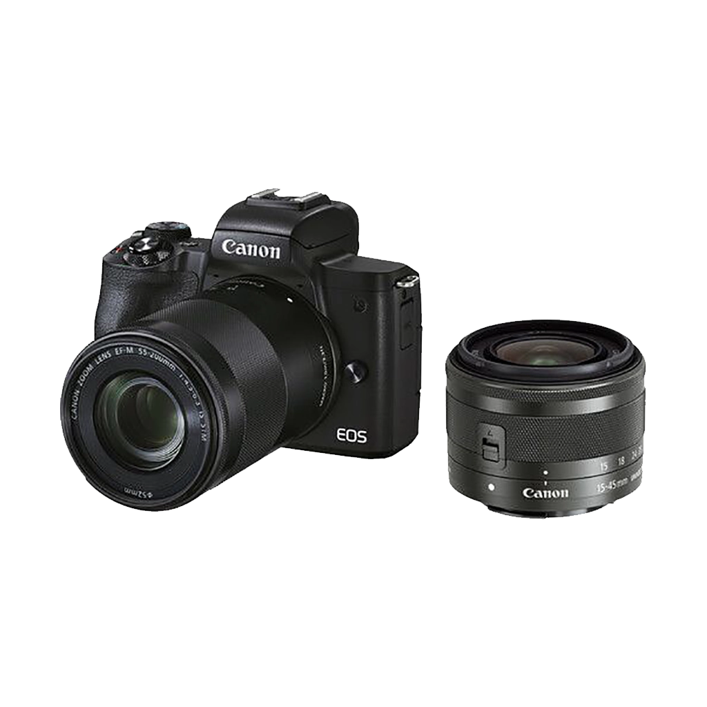 USED Canon EOS M50 Mark II Mirrorless Digital Camera with 15-45mm and 55-200mm Lenses (Black) - Rating 8/10 (S40751)