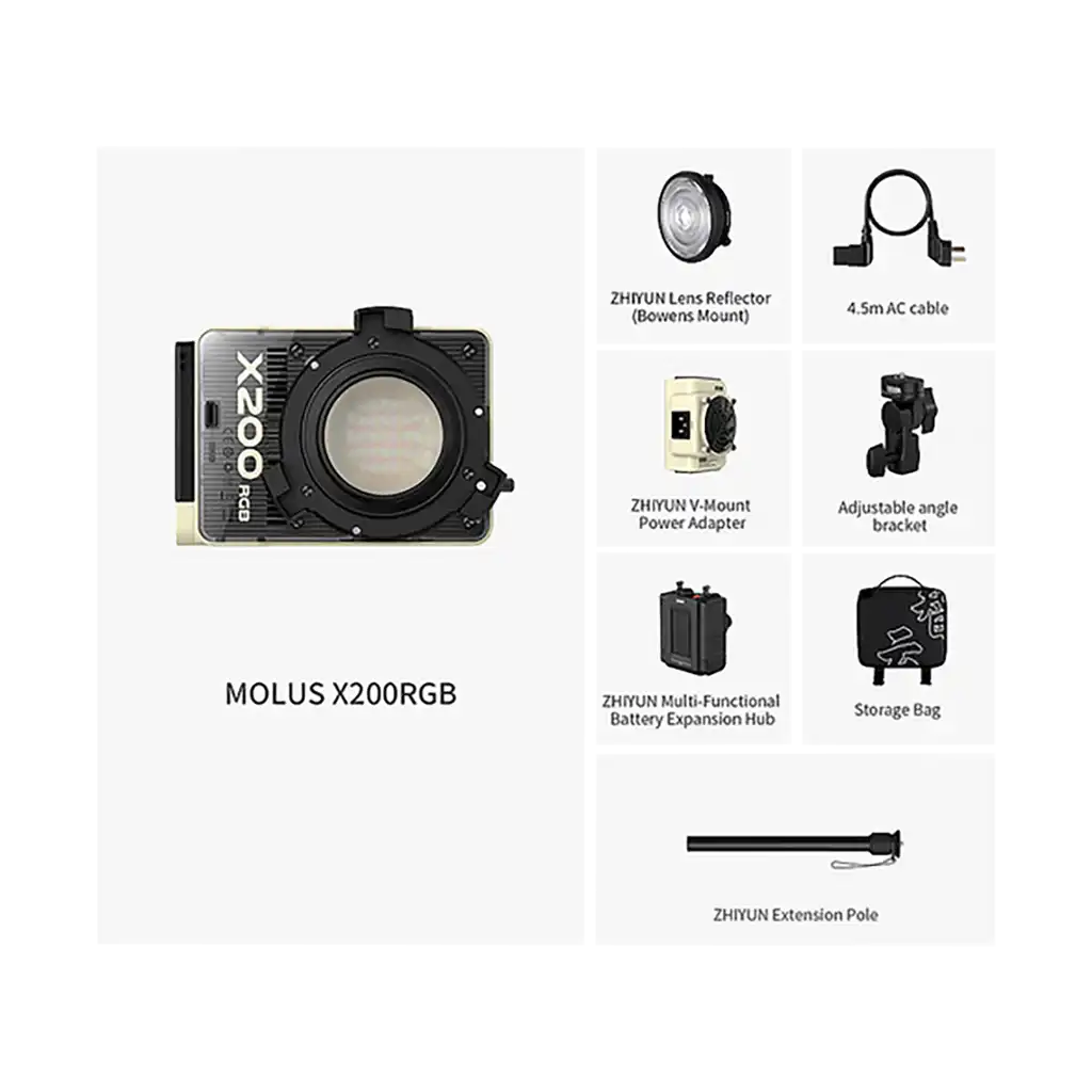 Zhiyun Molus X200 RGB COB LED Light (Combo Kit)