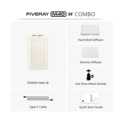 Zhiyun FIVERAY M40 SE Bi-Color LED Light Panel with Accessories Kit