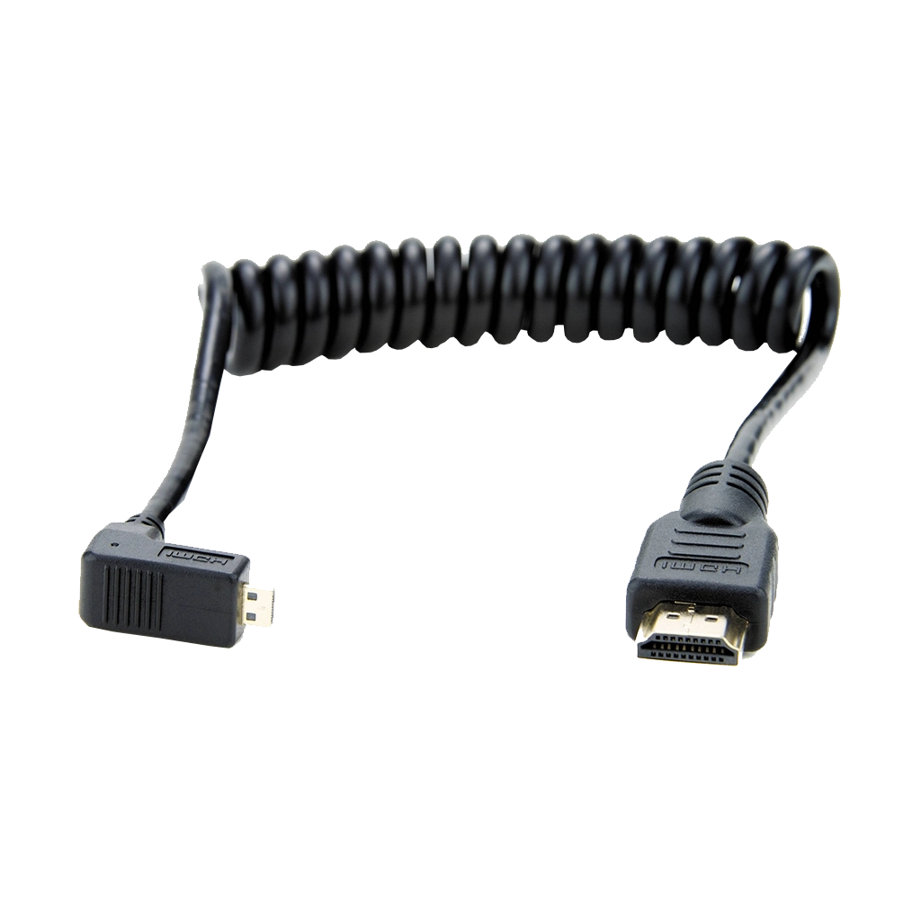 Atomos Cable Coiled Right Angle Micro to Full HDMI - 30cm