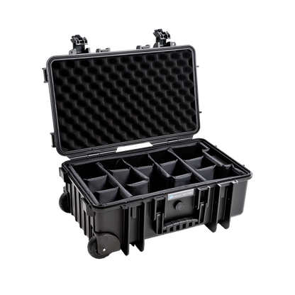 B&W Type 6600 Black Case With Dividers on Wheels