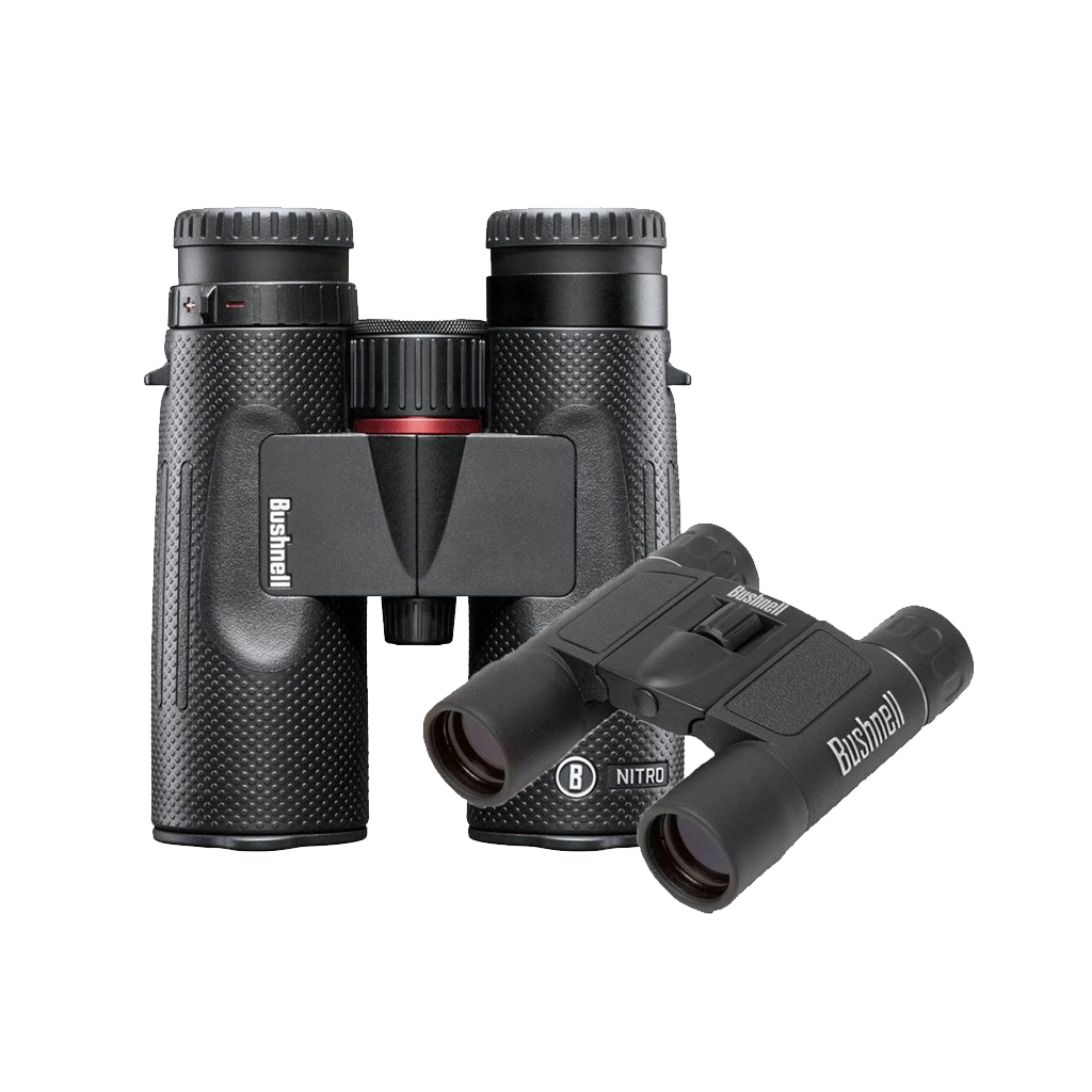 Bushnell 10x42 Nitro Binoculars Black with 10x25 PowerView Binoculars