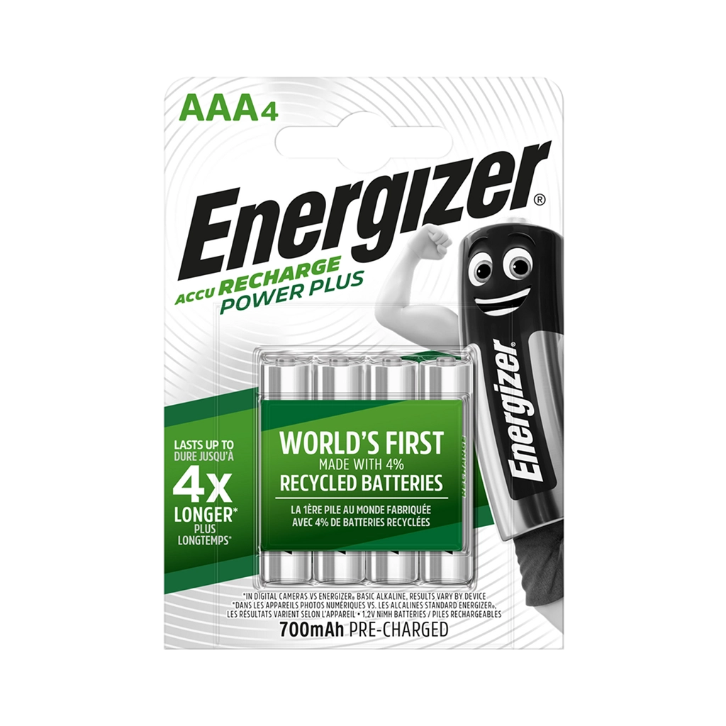 Energizer AAA 700mAh Recharge Power Plus Rechargeable Batteries (Pack of 4)