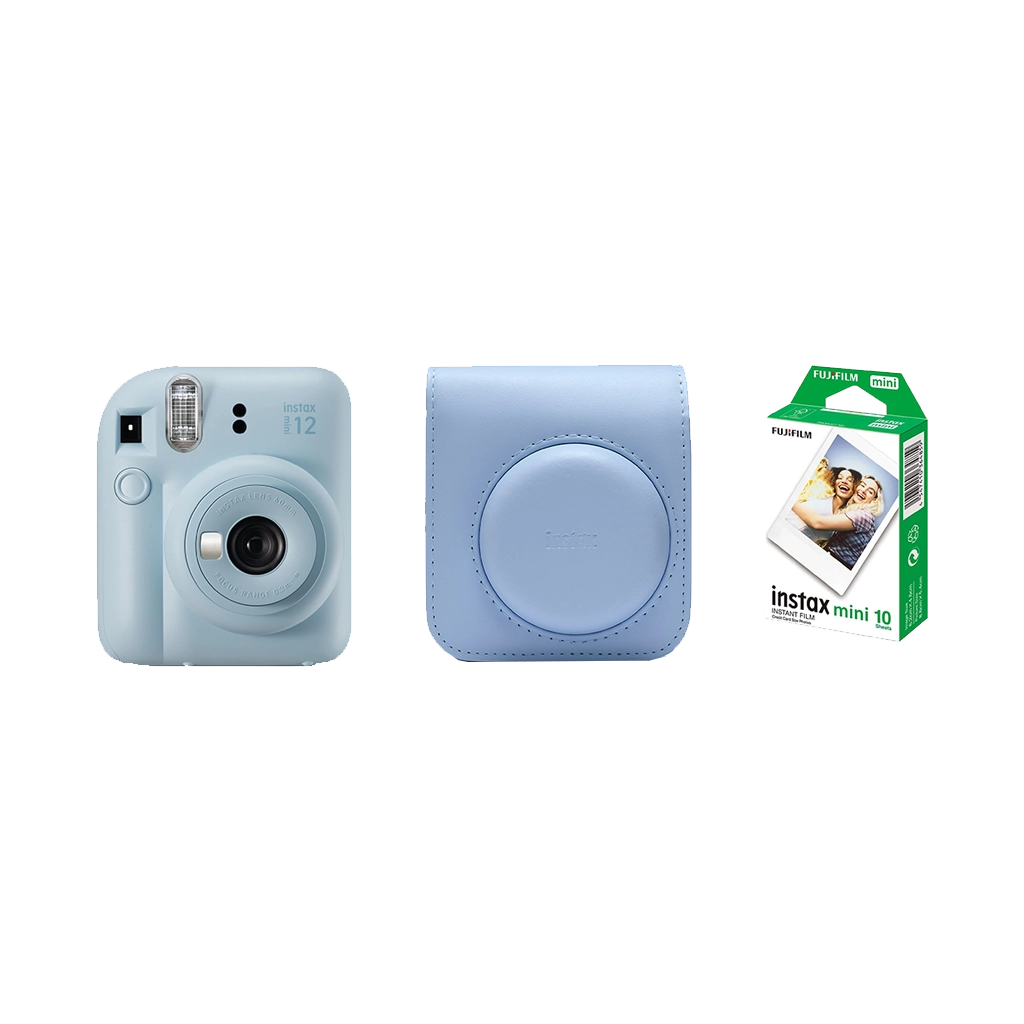 Fujifilm Instax Mini 12 Instant Film Camera Combo with 1 Film and Case (Pastel Blue)