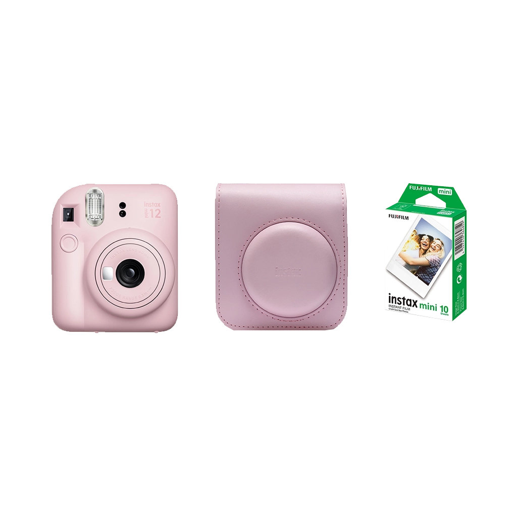 Fujifilm Instax Mini 12 Instant Film Camera Combo with 1 Film and Case (Blossom Pink)