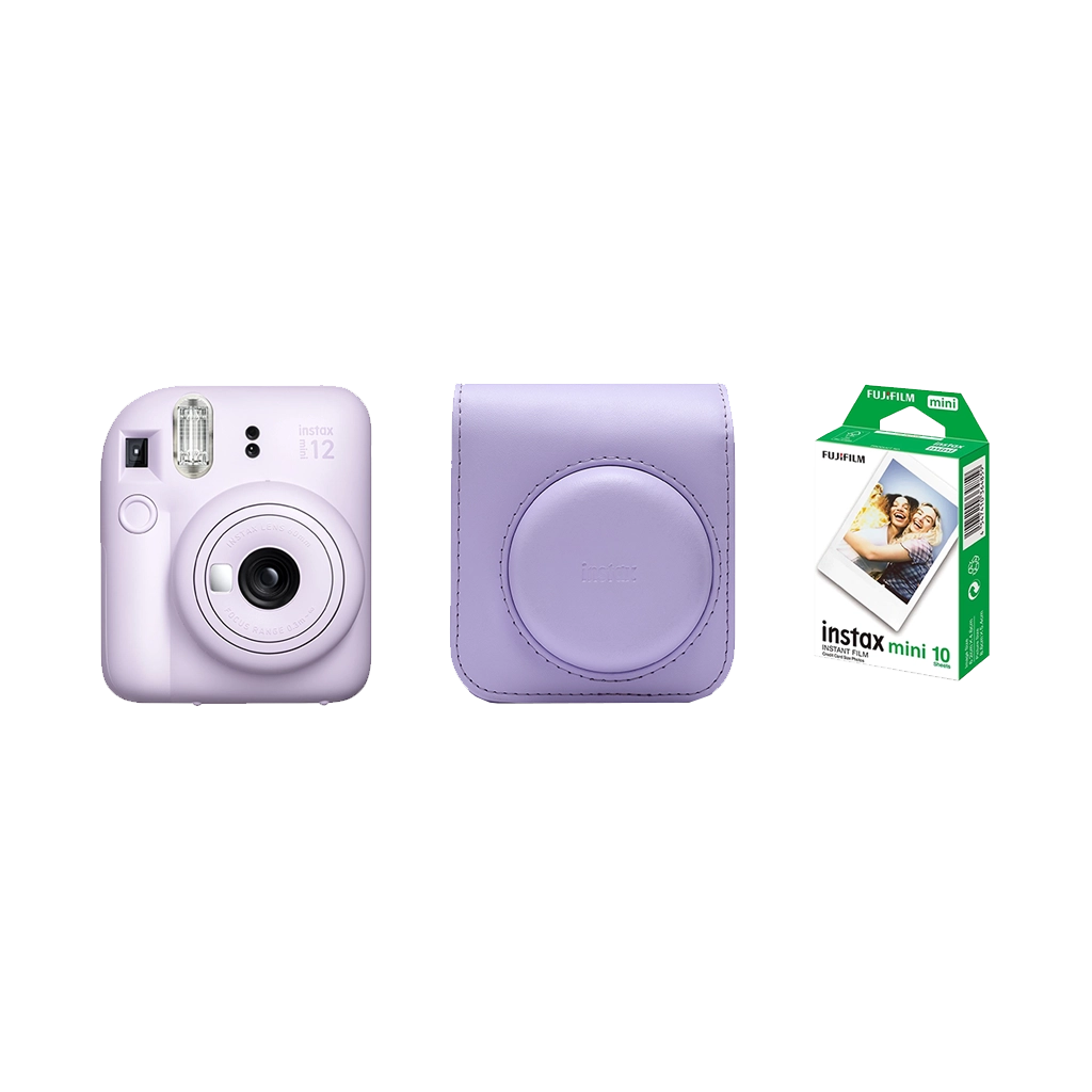 Fujifilm Instax Mini 12 Instant Film Camera Combo with 1 Film and Case (Lilac Purple)