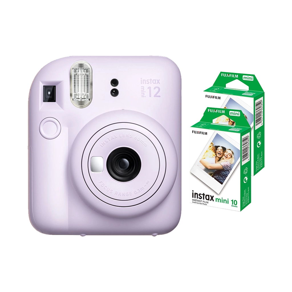 Fujifilm Instax Mini 12 Instant Film Camera Combo with 2 Films (Lilac Purple)