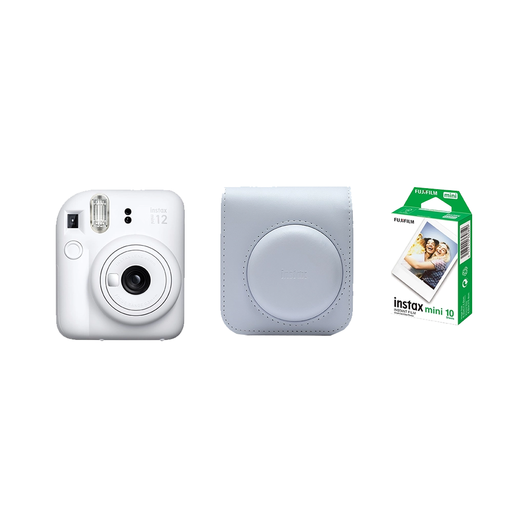 Fujifilm Instax Mini 12 Instant Film Camera Combo with 1 Film and Case (Clay White)
