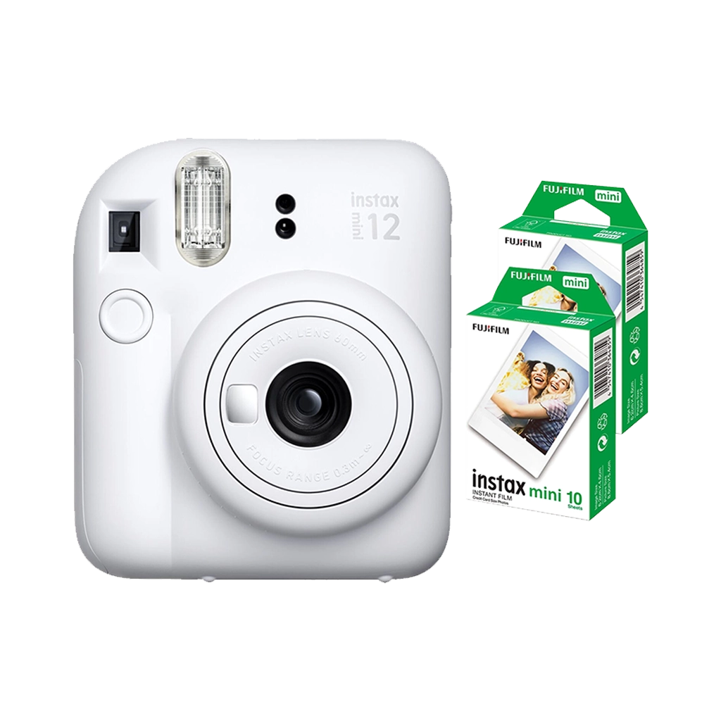 Fujifilm Instax Mini 12 Instant Film Camera Combo with 2 Films (Clay White)