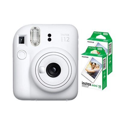 Fujifilm Instax Mini 12 Instant Film Camera Combo with 2 Films (Clay White)