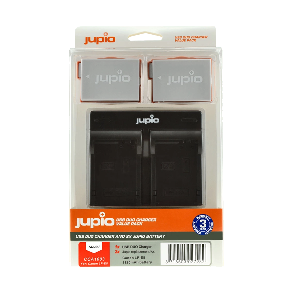Jupio 2 x LP-E8 Batteries and USB Dual Charger Value Pack (1120mAh)