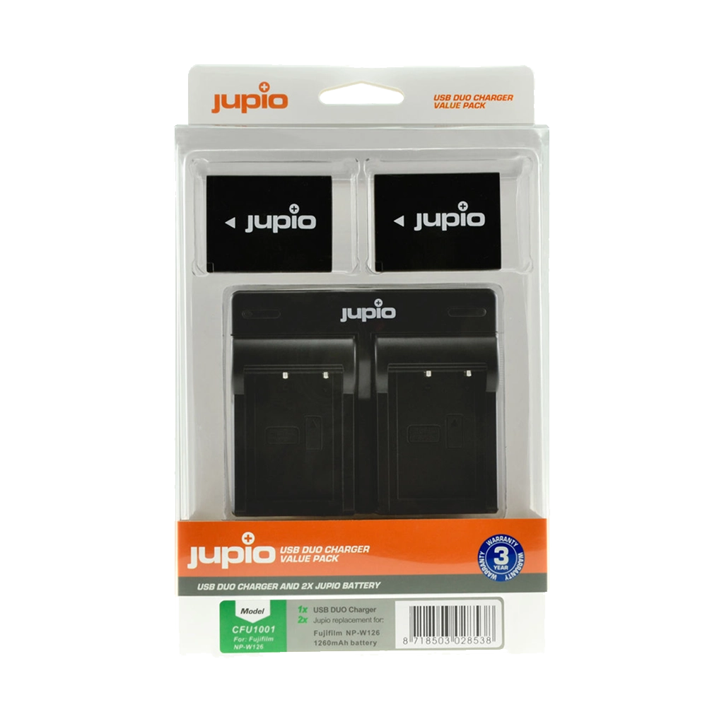 Jupio 2 x NP-W126S Batteries and USB Dual Charger Value Pack (1260mAh)