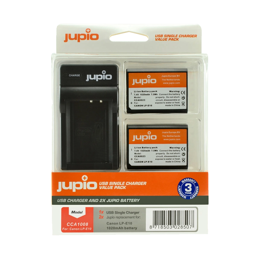 Jupio Pair of LP-E10 Batteries and USB Single Charger Value Pack
