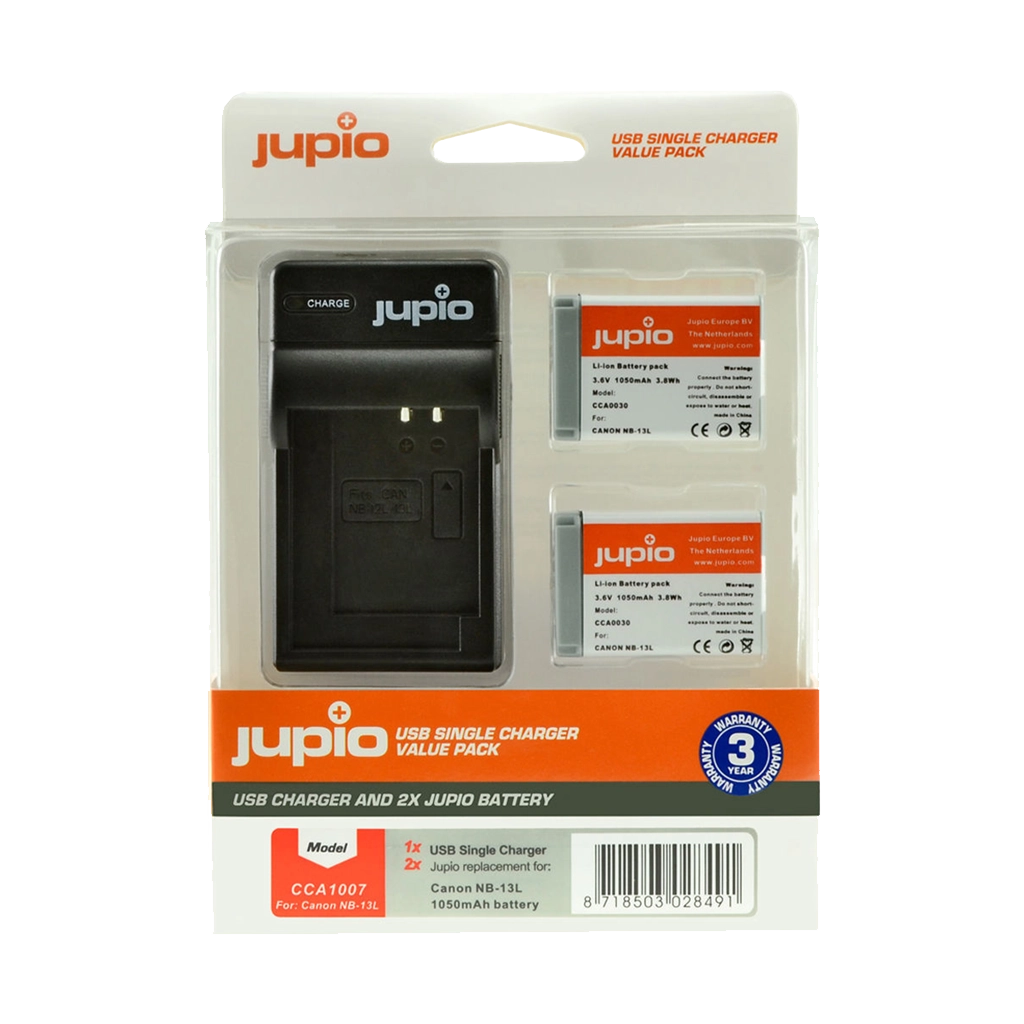 Jupio Pair of NB-13L Batteries and USB Single Charger Value Pack