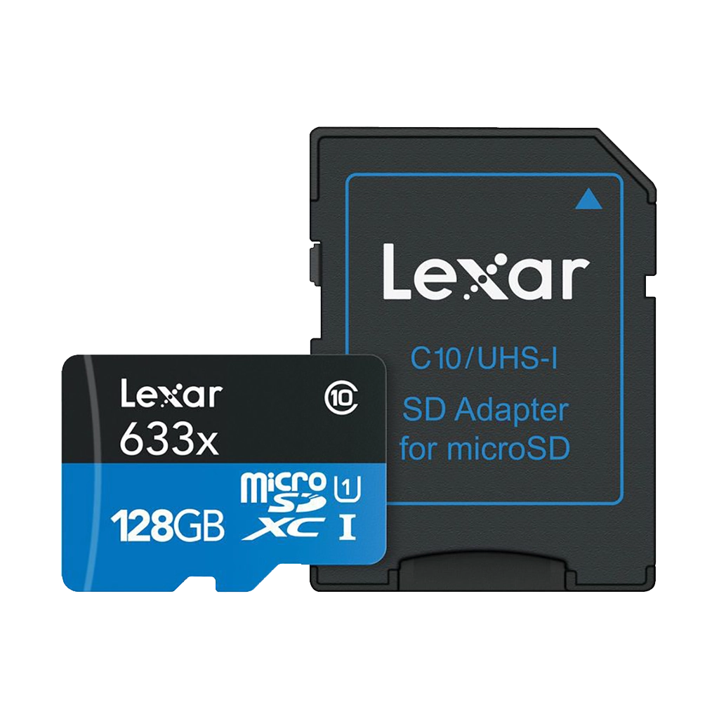 Lexar 128GB microSDXC 633x 95MB/s UHS-I Memory Card with SD Adapter