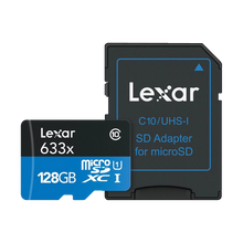 Lexar 128GB microSDXC 633x 95MB/s UHS-I Memory Card with SD Adapter