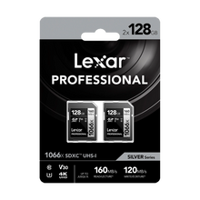 Lexar 128GB Professional 1066x UHS-I SDXC Memory Card (SILVER Series, 2-Pack)