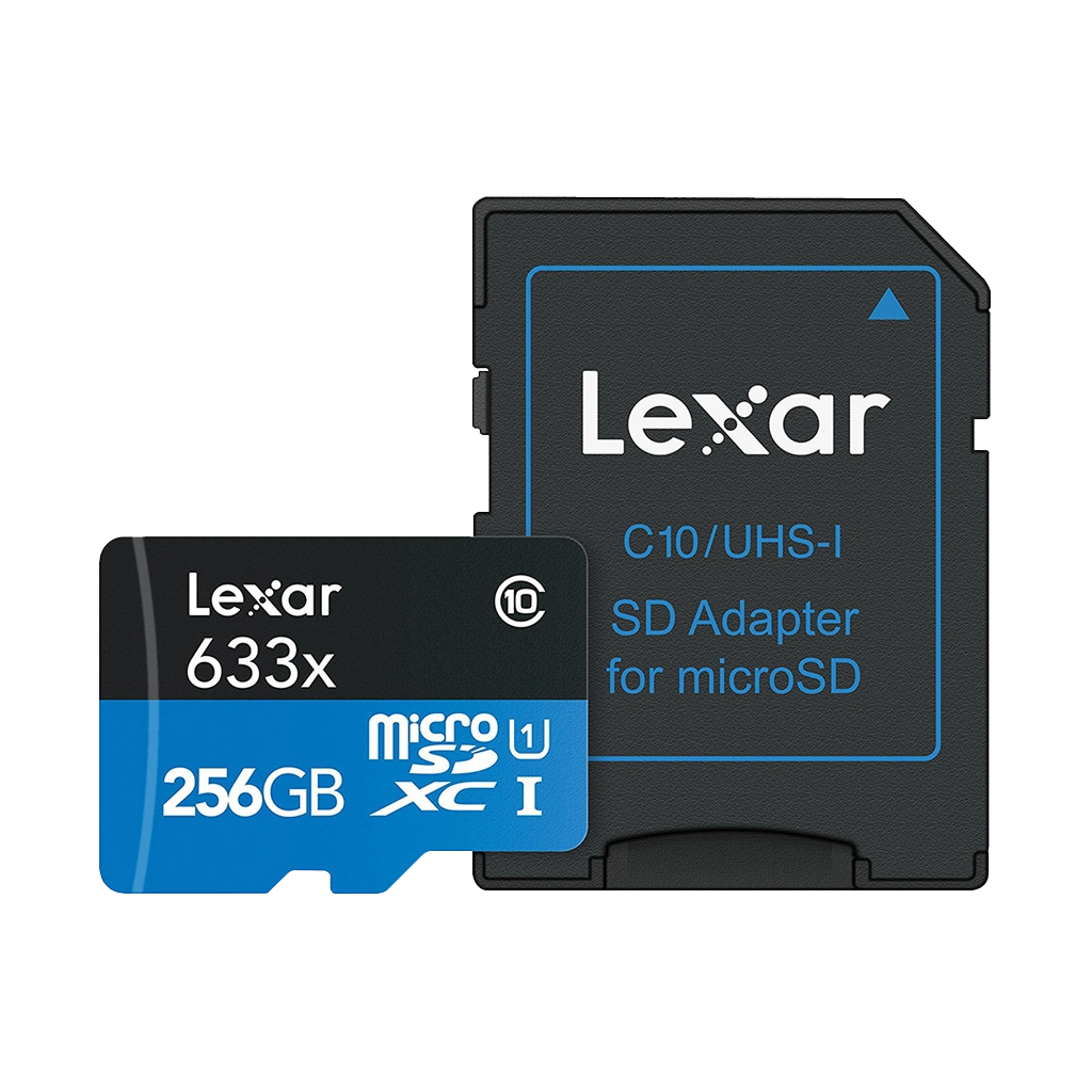 Lexar 256GB High-Performance 633x 95MB/s UHS-I microSDXC Memory Card with SD Adapter