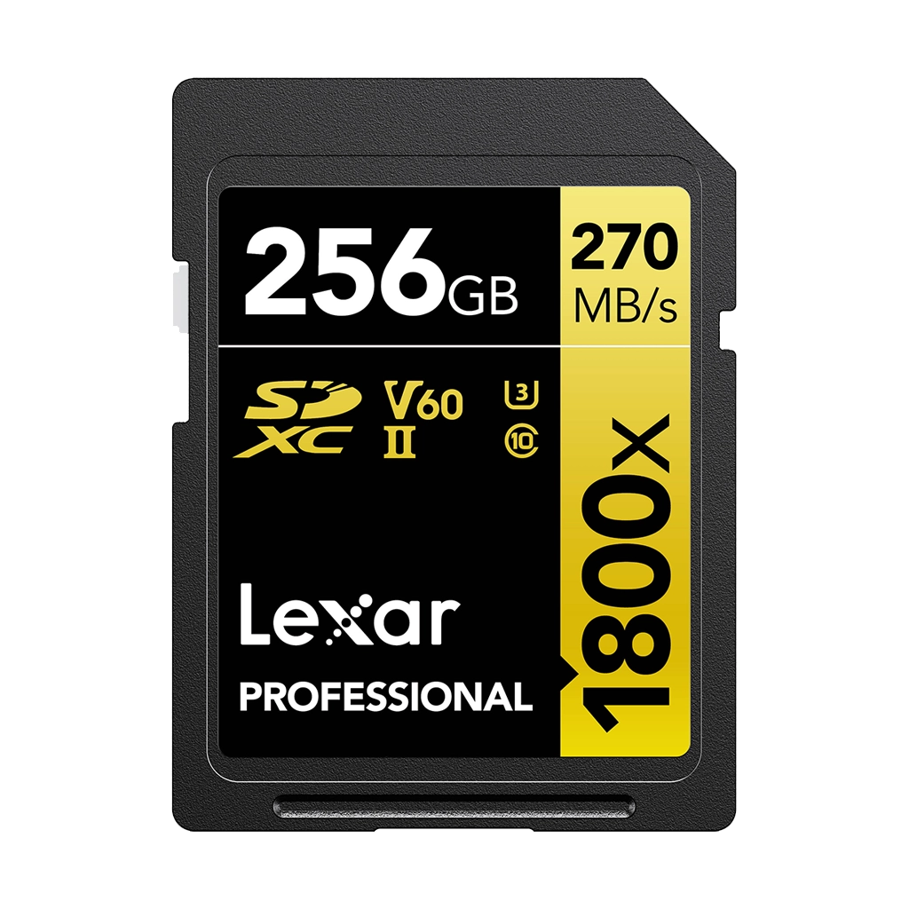 Lexar 256GB Professional 1800x UHS-II SDXC Memory Card (GOLD Series)