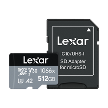 Lexar 512GB Professional 1066x UHS-I microSDXC Memory Card with SD Adapter (SILVER Series)