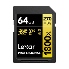 Lexar 64GB Professional 1800x UHS-II SDXC Memory Card (GOLD Series)