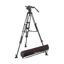 Manfrotto 608 Nitrotech Fluid Video Head and Aluminium Twin Leg Tripod with Middle Spreader